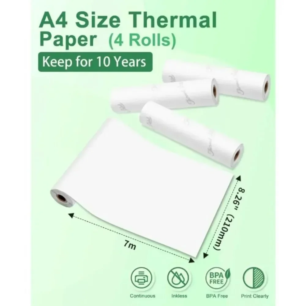 Phomemo A4 Thermal Printer Paper Letter Paper Quick-Dry Continuous Paper Suitab